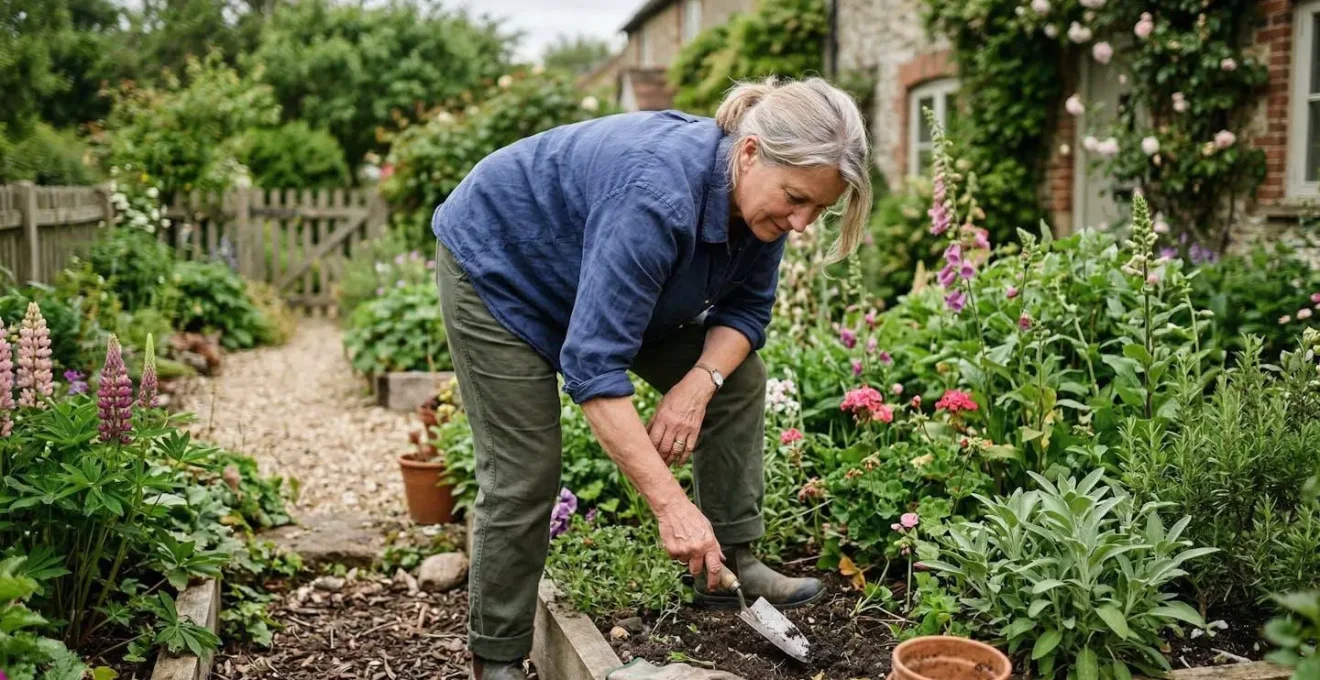 Adult gardening comfortably demonstrating joint mobility supplement benefits